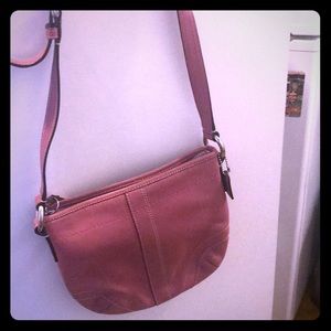 Pink leather coach bag